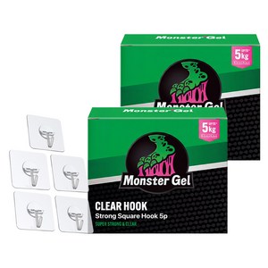 몬스터겔 초강력 무타공 후크 5p, 투명, 2세트