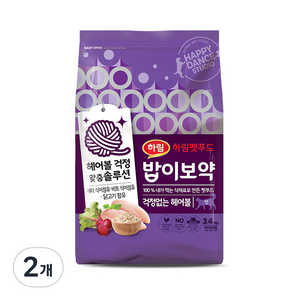 하림펫푸드밥이보약 고양이 기능성 사료, 헤어볼, 3.4kg, 2개