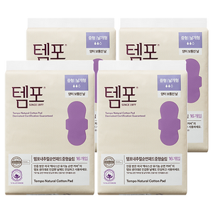 템포 내추럴 순면 패드 날개형 생리대, 중형, 16개입, 4개