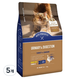 네츄럴코어 고양이 본프로핏 요로 앤 소화 사료, 칠면조, 1.8kg, 5개