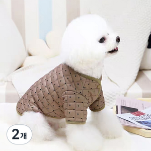 코코스튜디오 반려동물 도트 깔깔이 자켓, 브라운, 2개
