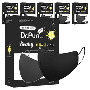 닥터퓨리 비키 뉴 비말차단 마스크 대형 KF-AD, 블랙, 6개, 25개입