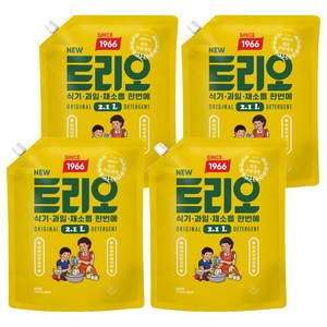 트리오 뉴 레트로 주방세제 리필, 2.1L, 4개
