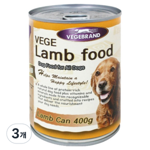 베게브랜드 강아지 통조림 대용량 캔, 양, 400g, 3개