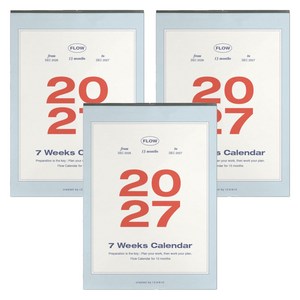 아이코닉 2027 플로우 월 캘린더 벽걸이달력 대형 A2, 혼합색상, 3개