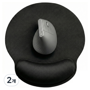 누아트 논슬립 메모리폼 생활방수 손목보호형 마우스패드 230 x 250 x 4 mm, 블랙, 2개