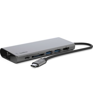 벨킨 USB C타입 멀티미디어 허브 F4U092bt, 혼합색상
