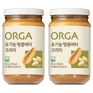 올가홀푸드 유기농 땅콩버터 크리미, 2개, 220g