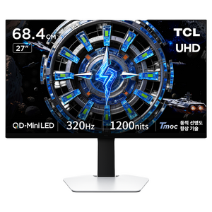 TCL 4K UHD QD-MiniLED 160Hz FHD 320Hz 듀얼 모드 HFS 게이밍 모니터, 68.4cm, 27C2A