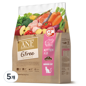 ANF 고양이 식스프리 인도어 기능성 사료, 키튼, 2kg, 5개