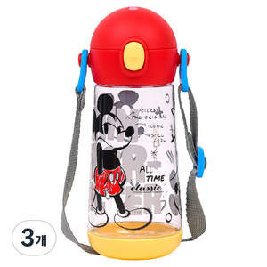 릴팡 더보틀 원터치 어깨끈 트라이탄 미키마우스 물통, 혼합색상, 470ml, 3개