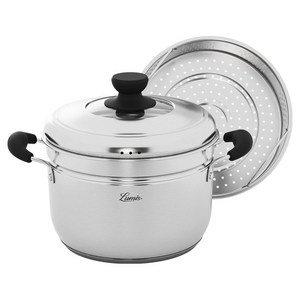 퀸센스 루미스 스테인리스 인덕션 찜냄비 + 분리형 찜판 세트, 24cm, 1세트