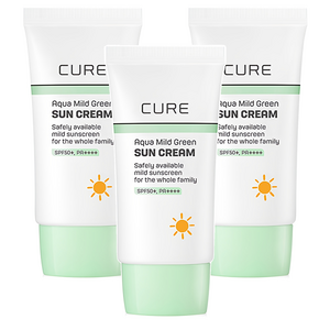김정문알로에 큐어 아쿠아 마일드 그린 선크림 SPF50+ PA++++, 40ml, 3개