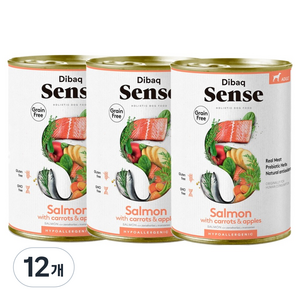 디바크 센스 어덜트 그레인프리 하이포알러제닉 주식캔 살몬앤청어, 연어, 380g, 12개