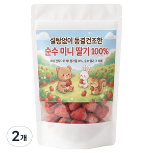 설탕없이 동결건조한 미니 딸기 100%, 2개, 100g