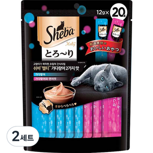 쉬바 멜티 고양이 파우치 간식 가다랑어 10p + 가다랑어와 연어 10p, 혼합맛(가다랑어/가다랑어와연어), 240g, 2개