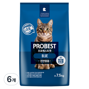프로베스트 고양이 블루 기능성 사료, 헤어볼, 7.5kg, 6개