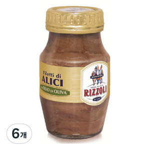 리졸리 필레티 디 알리씨 인 올리오 디 올리바 앤쵸비 캔, 150g, 6개