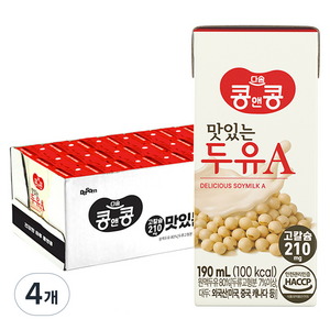 콩앤콩 고칼슘 맛있는 두유 A 달콤한 맛, 96개, 190ml