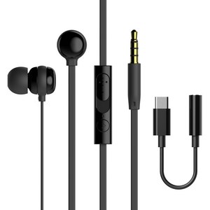 아이리버 C타입 3.5mm 2in1 유선이어폰, BVC-10EM, 블랙
