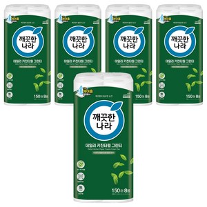 깨끗한나라 데일리 키친타올 그린티, 150매, 40개
