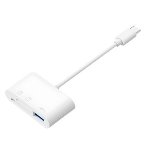 아이엠듀 C타입 3 in 1 USB TF SD카드 리더기, 화이트, 1개