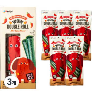 kokiri 와우 더블롤 김스낵 핫스파이시맛 5p, 25g, 3개