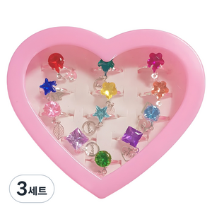 아가플러스 러블리 반지 12종 + 하트 케이스 세트, 혼합색상, 3세트