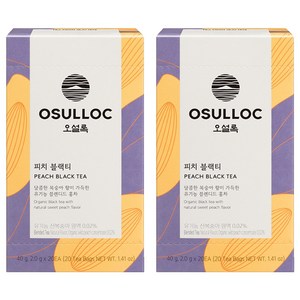오설록 피치 블랙티 티백, 2g, 2개, 20개입