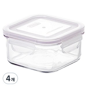 글라스락 퍼플 에디션 정사각 밀폐용기, 4개, 490ml