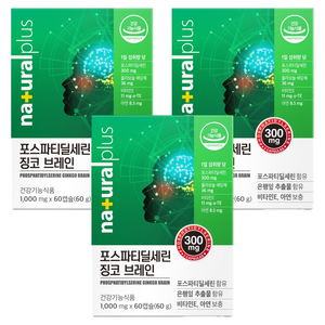 내츄럴플러스 포스파티딜세린 징코 브레인, 60정, 3개