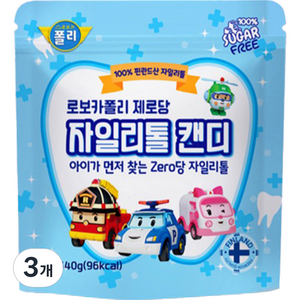 로보카폴리 제로당 캔디, 자일리톨, 40g, 3개