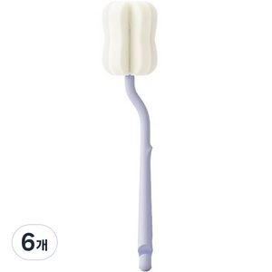 모윰 롱커브 스펀지 젖병솔, 6개, 바이올렛