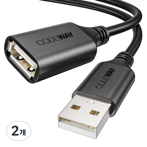코드웨이 USB 2.0 연장케이블, 2개, 0.5m