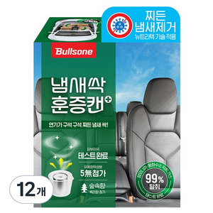불스원 냄새싹 훈증캔 플러스 에어컨히터 차량실내 탈취제 숲속향 본품, 5g, 12개