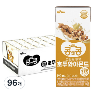콩앤콩 고칼슘 호두와아몬드 두유, 96개, 190ml
