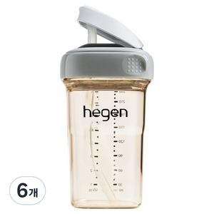 헤겐 유아용 NEW PPSU 빨대컵 느린 유속, 240ml, 그레이, 6개