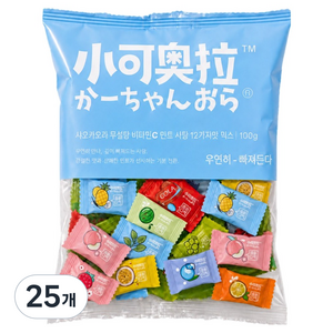 샤오커오라 민트향 비타민C 과일 12종 믹스 무설탕 사탕 캔디, 100g, 25개