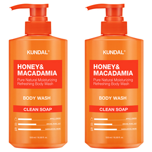 쿤달 허니 앤 마카다미아 퓨어 퍼퓸 바디워시 클린솝향, 500ml, 2개
