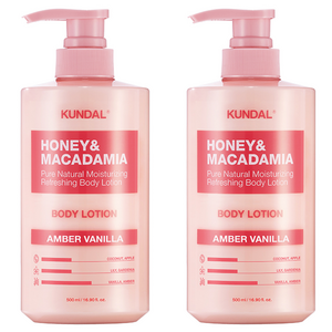 쿤달 허니 앤 마카다미아 퓨어 바디로션 엠버바닐라향, 500ml, 2개