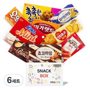 스낵박스 사무실 과자 9종 세트, 6세트, 오예스미니 + 쵸코하임 + 화이트하임 + 촉촉한초코칩 + 빈츠 + 엄마손파이 + 마가렛트 + 오뜨치즈 + 후렌치파이