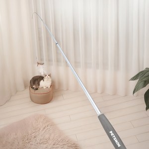 펫츠몬 고양이 장거리 1.8m 4단 깃털 낚싯대, 화이트, 1개