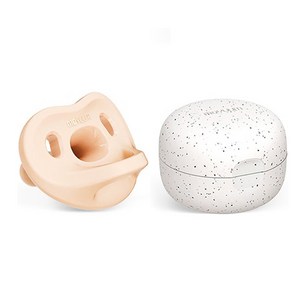모윰 올 실리콘 마카롱 노리개젖꼭지 + 전용 케이스, 2단계(3~6개월), 피치핑크, 1세트