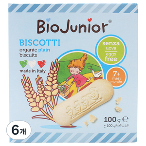 바이오주니어 유기농 플레인 비스킷, 100g, 6개