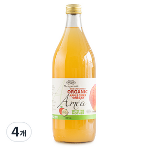 멩가졸리 유기농 언필터드 애플사이다비네거, 1L, 4개