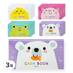 미소로 1000 용돈 기입장 2137 4종 x 5세트, 병아리, 돼지, 개구리, 곰, 3개