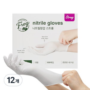 프로그 니트릴장갑 3.8 파우더 프리, 화이트, L, 12개