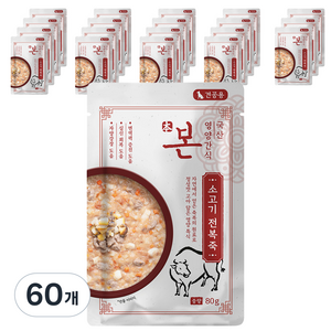 인터펫코리아 강아지 본 영양간식 죽, 혼합맛(소고기/전복), 80g, 60개