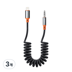 맥도도 라이트닝 8핀 to 3.5mm AUX 오디오 변환 케이블 코일형, 3개