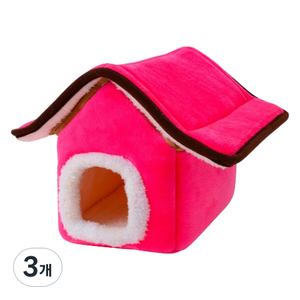 요런개 소동물 홈스윗홈 둥지 22 x 15 x 19 cm, 핑크, 3개